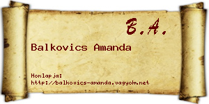Balkovics Amanda névjegykártya